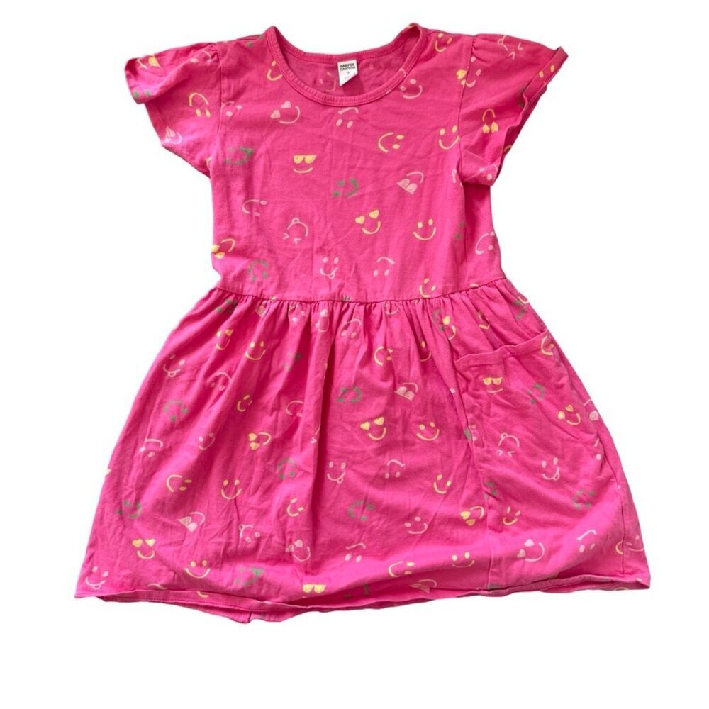 Harper Canyon Smiley Face Pocket Dress Pink Cotton Size 7